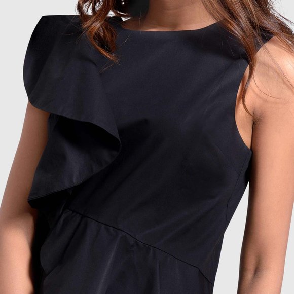 OLGYN Women’s Black Top Ruffles Sleeveless - Picture 4 of 5